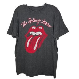 ROLLING STONES Tongue 2012 Graphic Band Tee Gray